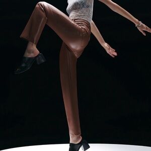 Aritzia Wilfred Faux Leather Pants Brown Size 0